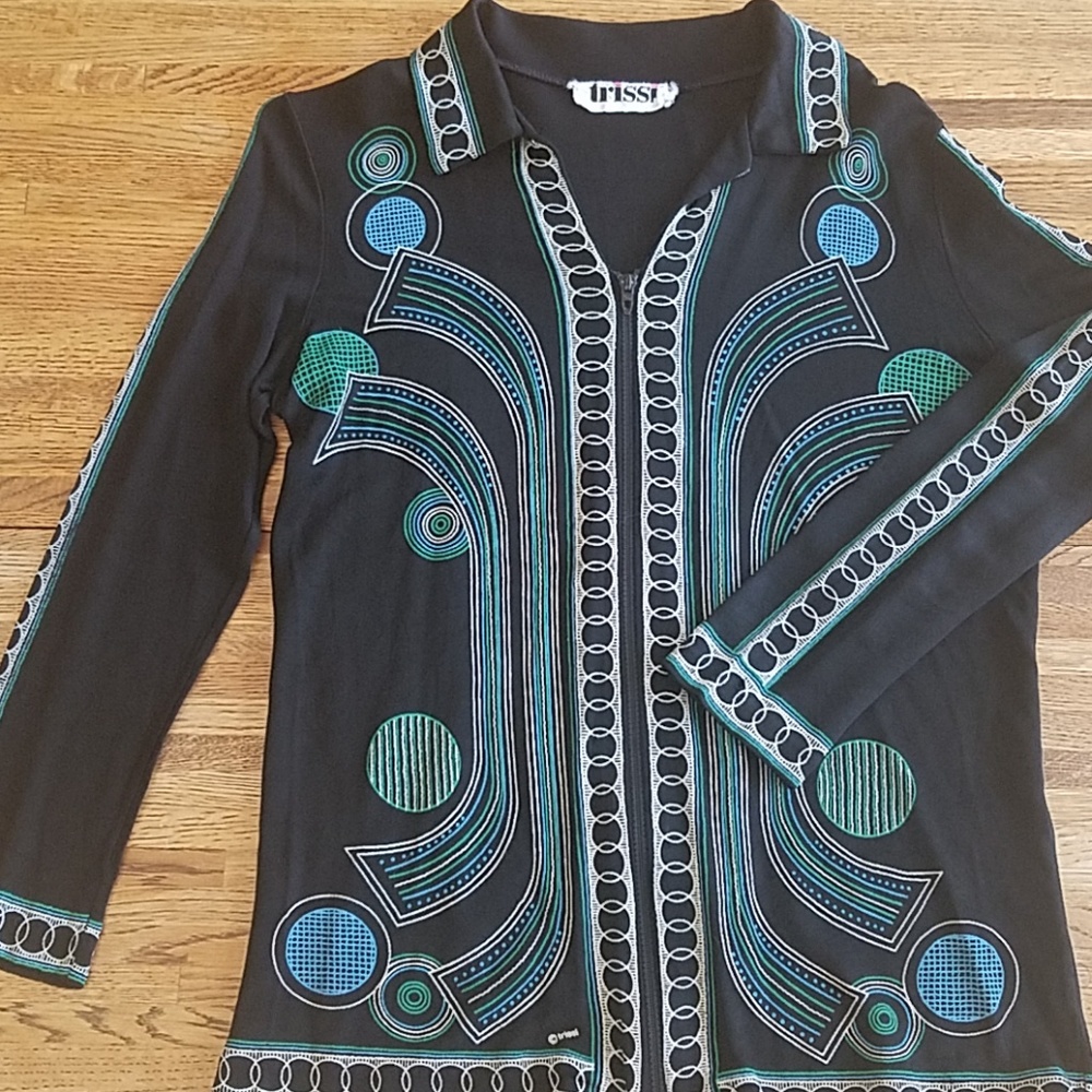 Trissi vintage 60s geometric zip-up
